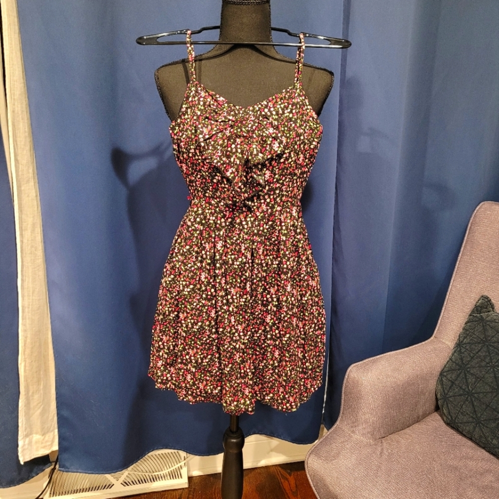 Black and pink floral dress